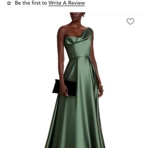 Amsale One Shoulder Emerald Gown